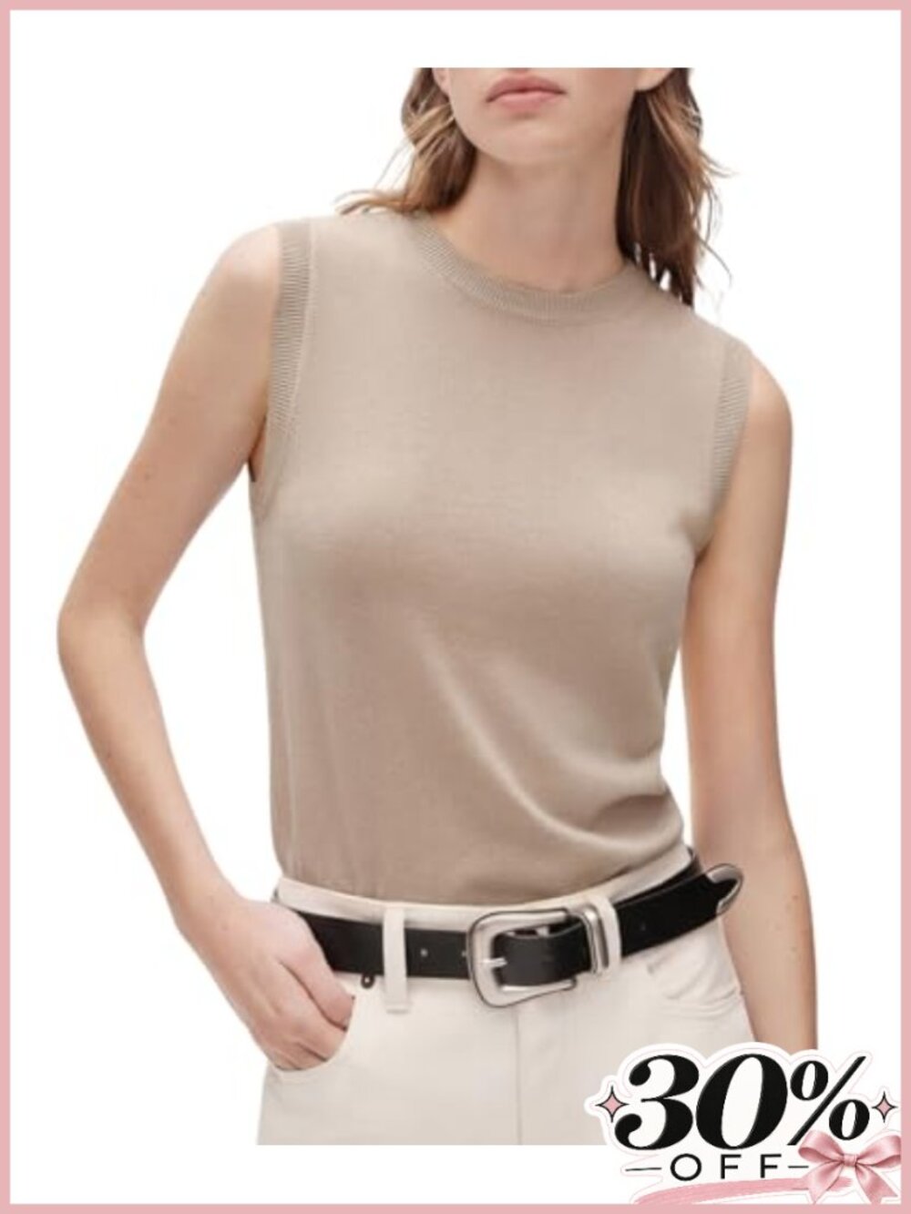 Silk Cashmere Blend Crew Neck Sweater Vest Sleeveless Tank Top